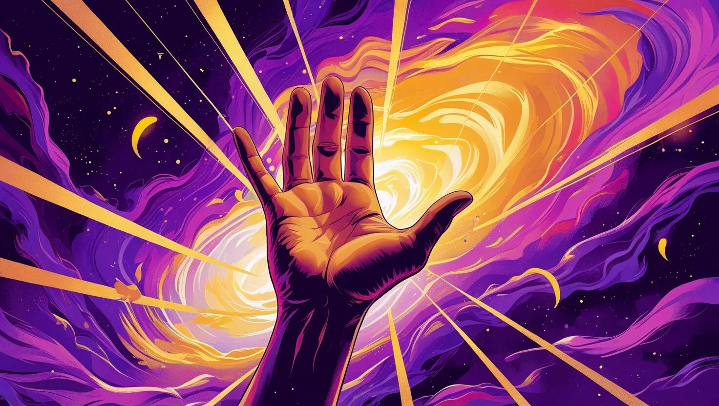 astrologia elettiva; una mano rivolta al cielo .